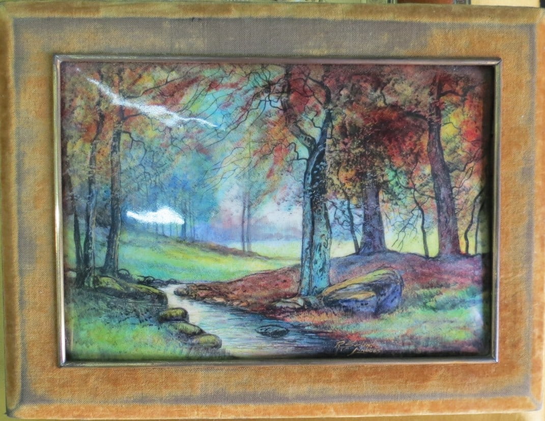 Limoges Enamel Signed Plaque 7.2" x 5" France (1 of 3)