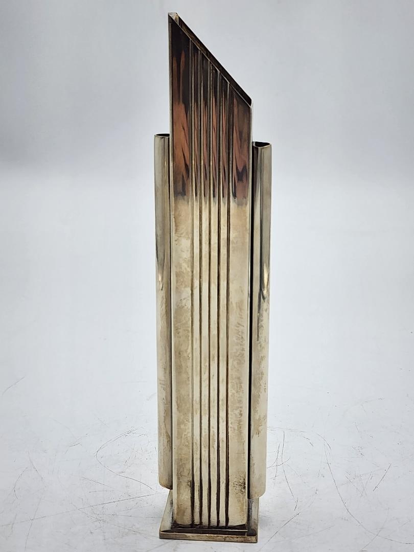 Desny Art Deco  Silverplated Vase H: 8.3" x 1.6" x 1.6" France (1 of 3)