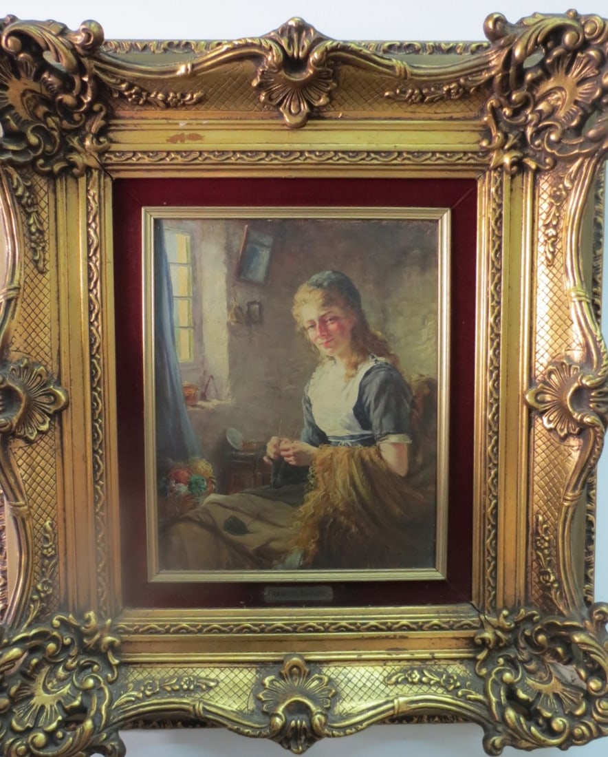 Francoise Durand Antique Oil on Canvas w/ Frame (1 of 3)