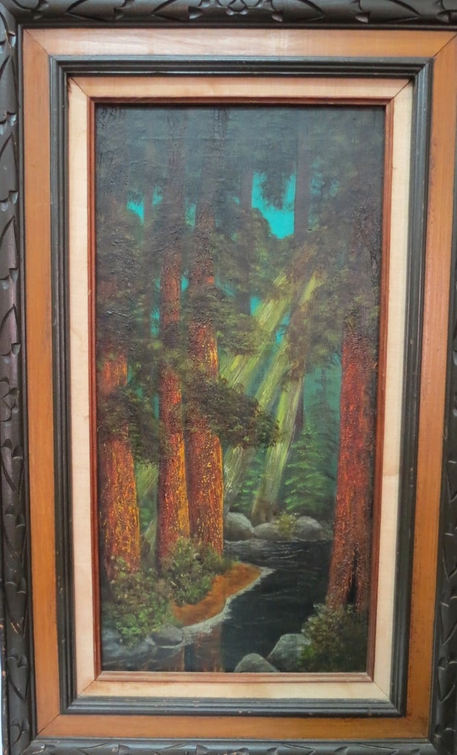 In the Manner of Charles Warren Eaton Oil on Canvas 24" x 12": Frame: 27" x 15" Shipping in USA $ 120. Charles Warren Eaton was an American artist best known for his tonalist landscapes. He earned the nickname "the pine tree painter" for his numerous depictions o