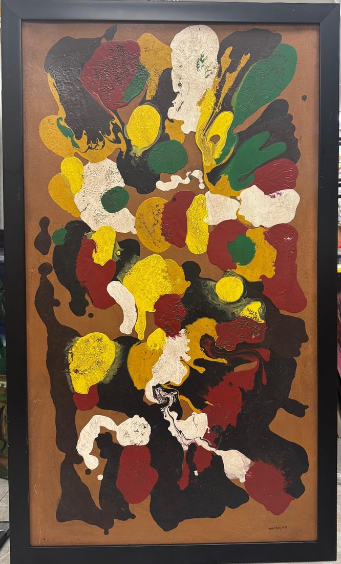 Man Ray 1957 (Attributed) Oil on Masonite Art: 46" x 26": No COA - Shipping In - House available - Man Ray (born Emmanuel Radnitzky; August 27, 1890 – November 18, 1976) was an American visual artist who spent most of his career in Paris. He was a signific