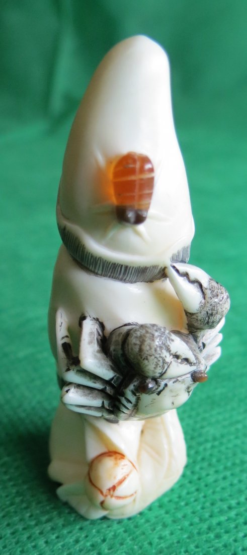 Ivory Netsuke, Crab and Amber Bug: Est. Shipping = $10 to U.S