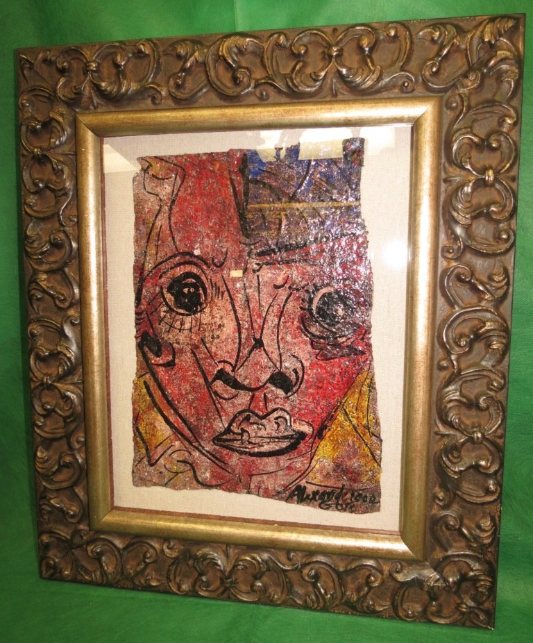 Oil on Paper, by Alexander Gore with COA: "The Human Attachment" Art. 11"x14" Frame w/glass 16x18"Est. Shipping = $25 to U.S