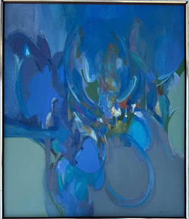 Syd Solomon (Attributed) Oil on Canvas Art: 32" x 27" Fr: 37" x 32" No COA: Shipping In - House available. Syd Solomon was an American abstract artist. He spent most of his time in his homes in both East Hampton, NY and Sarasota, Florida, which influenced many of his painting