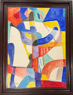 Maurice Esteve Mixed Media on Paper Art: 25" x 18": No COA - Shipping In - House available - Maurice Esteve was born in the French town of Culan on May 2 1904. In 1913 he moved to Paris with his parents, where he soon began his education as an artist.