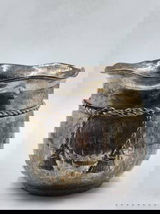 Maria Pergay Silverplated Art Deco Bowl H: 3" Diam: 5" France: Shipping In - House available - Born in 1930, Maria Pergay is one of the most innovative and influential French furniture designers of her time, recognized internationally as an iconic tastemaker.