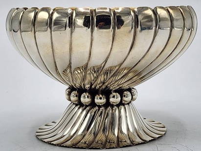 Josef Hoffmann Sterling Silver Centerpiece Art Deco H: 4" D: 6": Shipping In - House available - The Wiener Werkstatte (engl.: Vienna Workshop), established in 1903 by Koloman Moser and Josef Hoffmann, was a production community of visual artists in Vienna, Austria