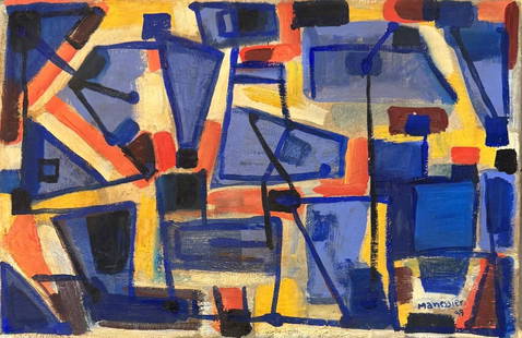 Alfred Manessier (Attributed) Oil on Canvas Art: 12" x 18" France: No COA - Shipping In - House available - Alfred Manessier was a non-figurative French painter, stained glass artist, and tapestry designer, part of the new School of Paris and the Salon de Mai