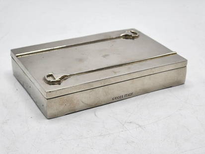 Gucci Art Deco Silverplated Box H: 6" Diam: 4" Italy: Shipping In - House available -