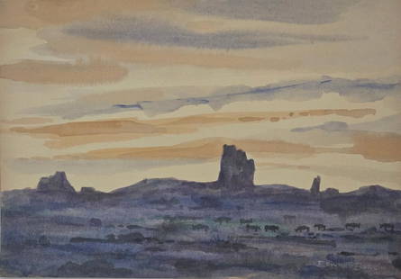 Edward Borein (Attributed) Watercolor on Paper Art: 7.5" x 11": Shipping In - House available - Edward Borein was an American etcher and painter from California. His artwork depicted Spanish Colonial California and the Old West and Mexico.