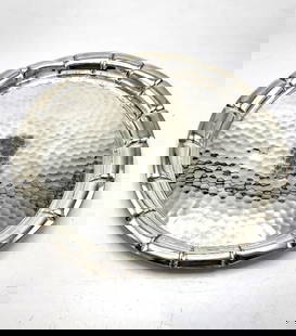 Josef Hoffmann Art Deco Silverplated Tray Diam: 16": Shipping In - House available - Josef Hoffmann (15 December 1870 - 7 May 1956) was an Austrian architect and designer. He was among the founders of Vienna Secession and co-establisher of the Wiener We