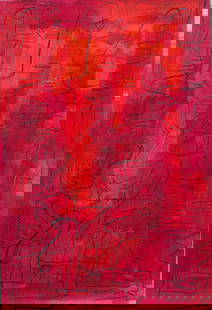 Fahr El Nissa Zeid (Attributed) Watercolor & Ink on Paper Art: 22" x 13": No COA - Shipping In - House available - Princess Fahrelnissa Zeid - Fakhr un-nisa or Fahr-El-Nissa, was a Turkish artist best known for her large-scale abstract paintings with kaleidoscopic patterns