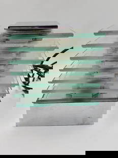 Maison Desny Art Deco Glass & Metal Lamp 5" x 4" x 4": Shipping in - House available. Maison Desny Established by two friends, M Desenet and Rene Nauny, at 122 Avenue des Champs-Elyses in 1927, the company designed whole interiors as well as individual pi