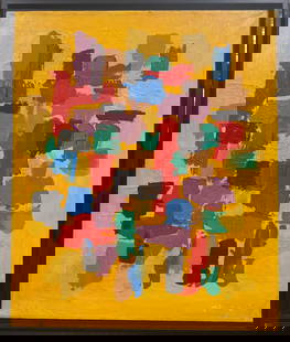 Olga Albizu (Attributed) Oil on Canvas Art: 24" x 20" Puert Rico Artist: Shipping In - House available. Olga Albizu Rosaly was an abstract expressionist painter from Ponce, Puerto Rico. Albizu Rosaly was the first woman dedicated to abstraction in Puerto Rico.