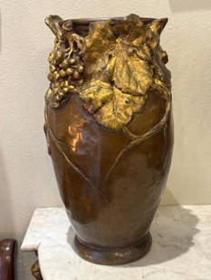 Albert Marionnet Art Nouveau Bronze Vase H: 15" W: 8" Frane w/ Provenance: Shipping in - House available. Albert Marionnet was a French 19th Century sculptor who was born in 1852