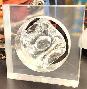 Rogelio Polesello Acrylic Cinetic Sculpture 2"X 5.4" x 5.4" Argentina: Shipping In - House available. Rogelio Polesello (26 July 1939 - 6 July 2014) was an Argentine painter, muralist and sculptor. He was best known for making Op art (or optical art) known in Latin Ameri