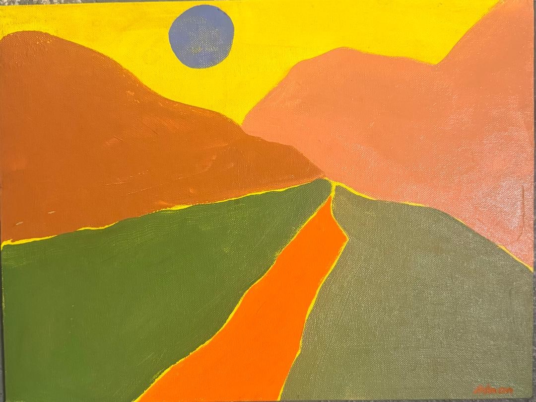 Etel Adnan (Attributed) Oil on Canvas over Panel Art: 12" x 16": No COA - Shipping in - House available. Etel Adnan was a Lebanese-American poet, essayist, and visual artist. In 2003, Adnan was named "arguably the most celebrated and accomplished Arab American auth