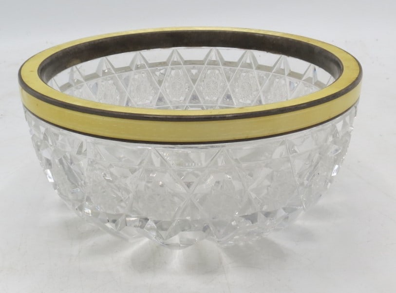 Baccarat Crystal, Enamel & Sterling Silver Centerpiece H: 3" D: 6" (1 of 3)