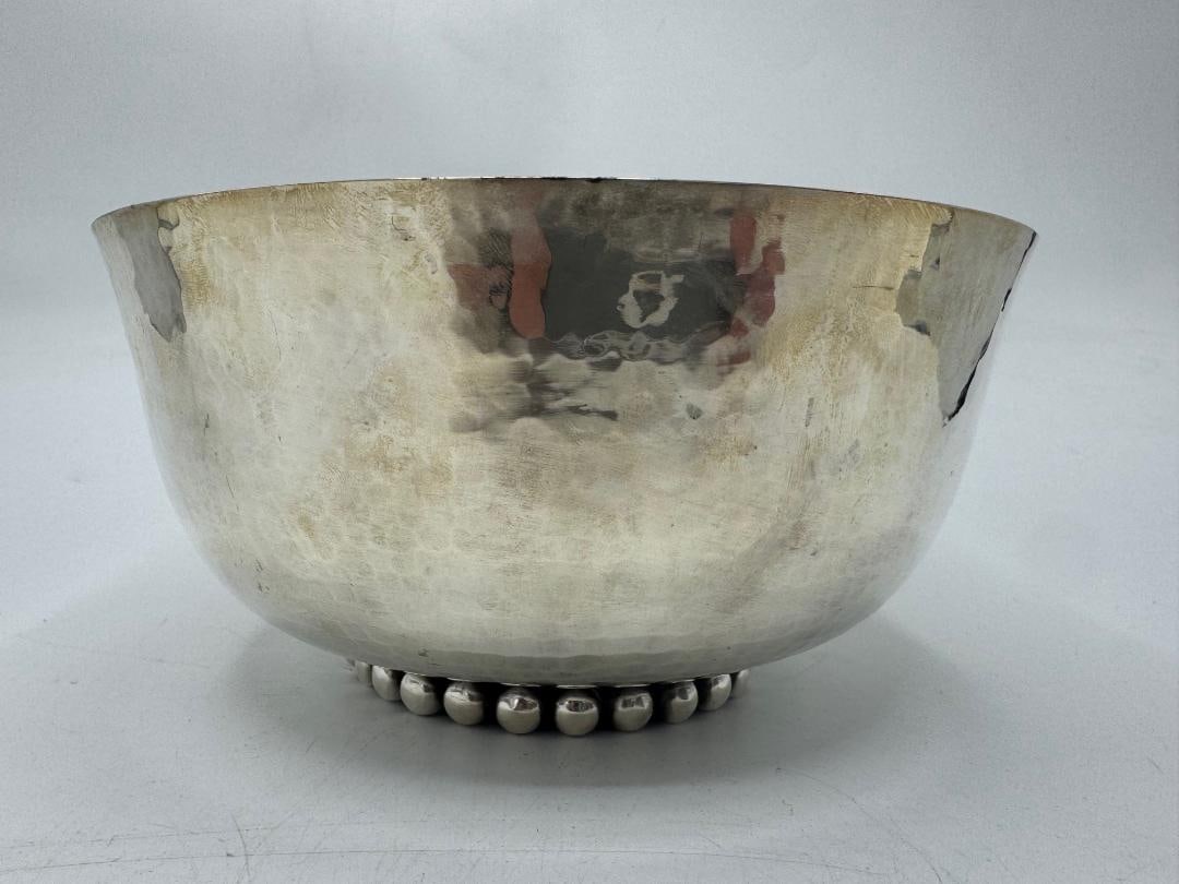 Jean Despres Art Deco Silverplated Centerpiece H: 3.7" Diam: 8" France: Shipping In - House available - Jean Despres was a French jewelry maker and designer best known for his intricate Art Deco jewelry made from semi-precious stones, machine parts, and enamel. Despres' a