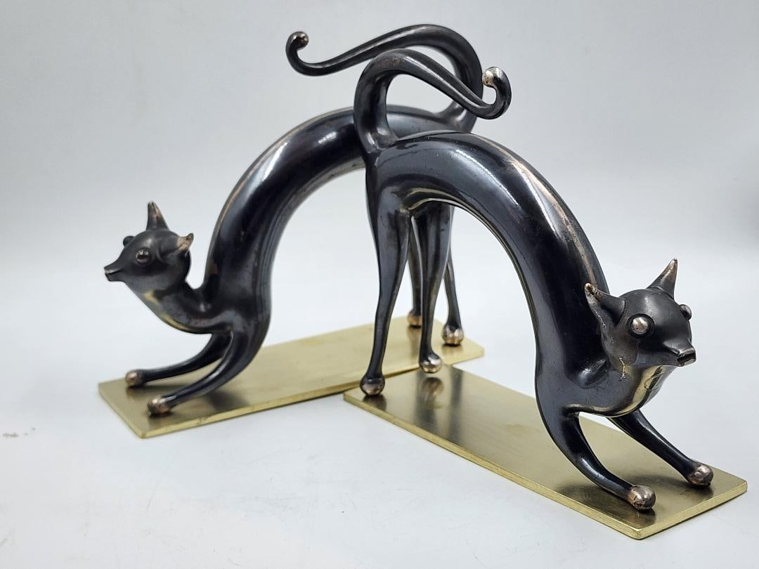 Atelier Hagenauer Art Deco Pair of Bookends "The Cats" H: 6" W: 6" D: 2" (1 of 6)