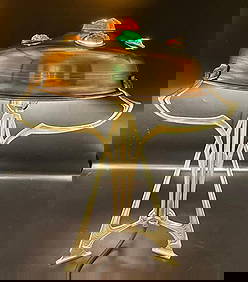 Austrian Bronze & Chunk Glass Art Nouveau Table Lamp H: 15" D: 14" (1 of 4)