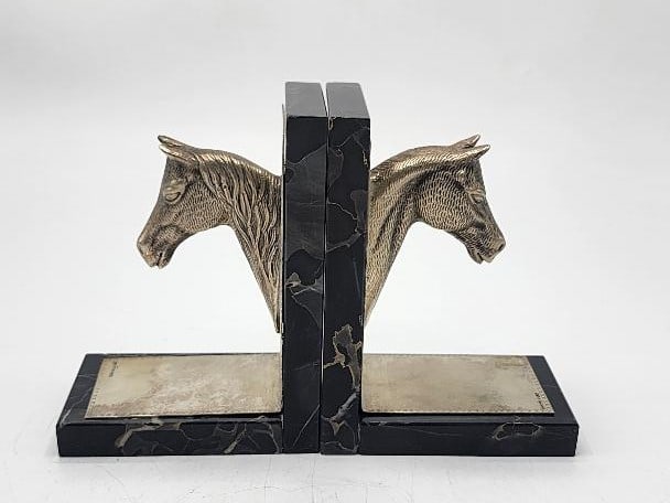 Hermes Paris Pair Art Deco Bookends "Horses" 7" x 5" x 3" France (1 of 6)