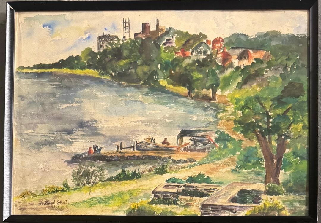 Millard Sheets 1967 (Attributed) Watercolor on Paper Art: 1.5" x 19" No COA: Shipping in - House available. Millard Owen Sheets was an American artist, teacher, and architectural designer. He was one of the earliest of the California Scene Painting artists and helped define th