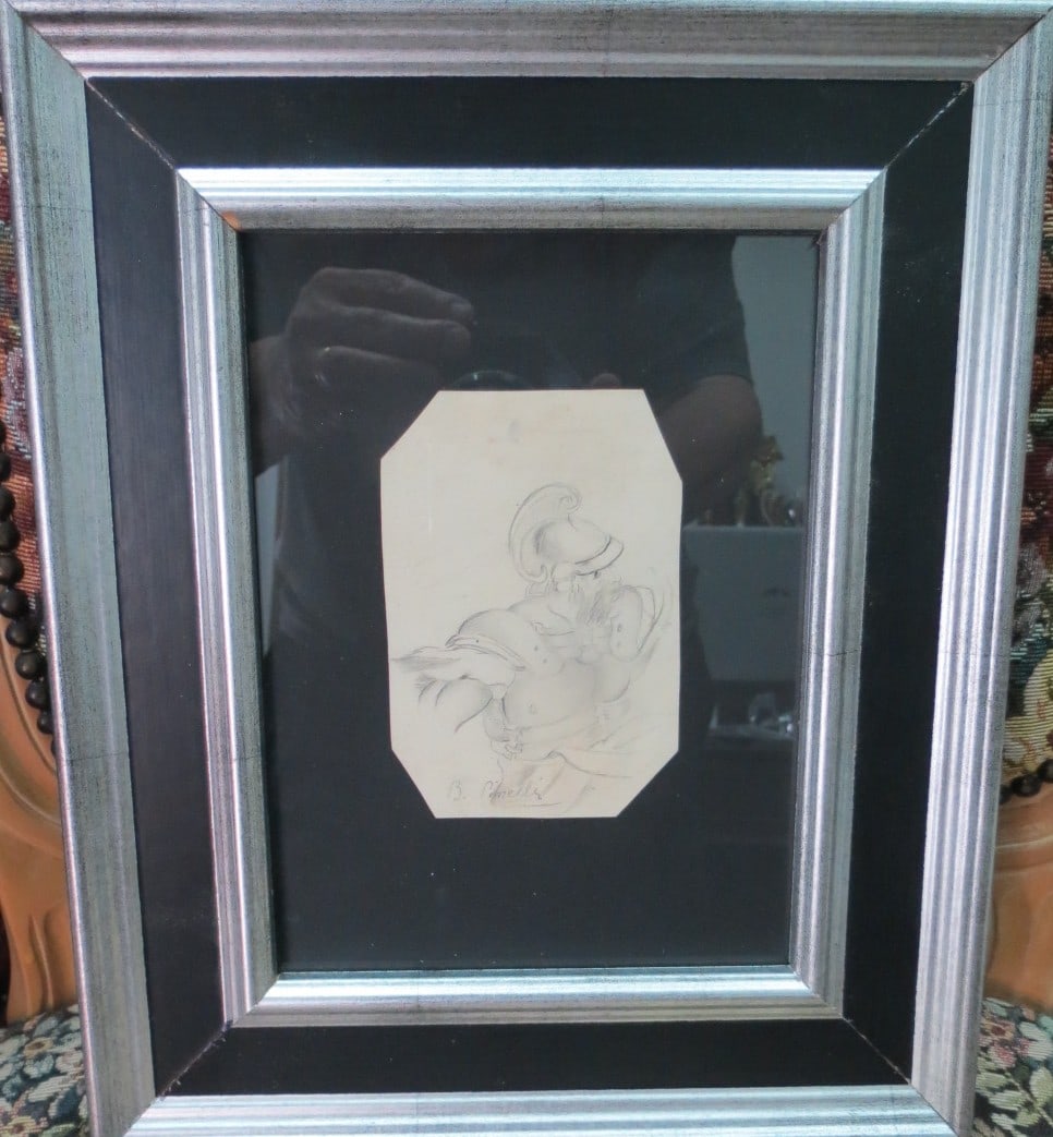 Bartolomeo Pinelli "Attributed" Pencil on Paper 4.5" x 3" Fr: 12" x 10" No COA: Shipping in - House available. Pinelli was born and died in the Trastevere neighborhood of Rome, the son of an artisan who modeled religious statues. Pinelli was educated first in Bologna and then at