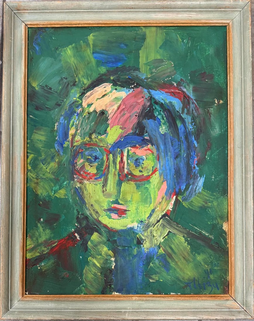 Olga Albizu (Attributed) Oil on Canvas over Panel Art: 24" x 18" Fr: 27" x 21" (1 of 4)