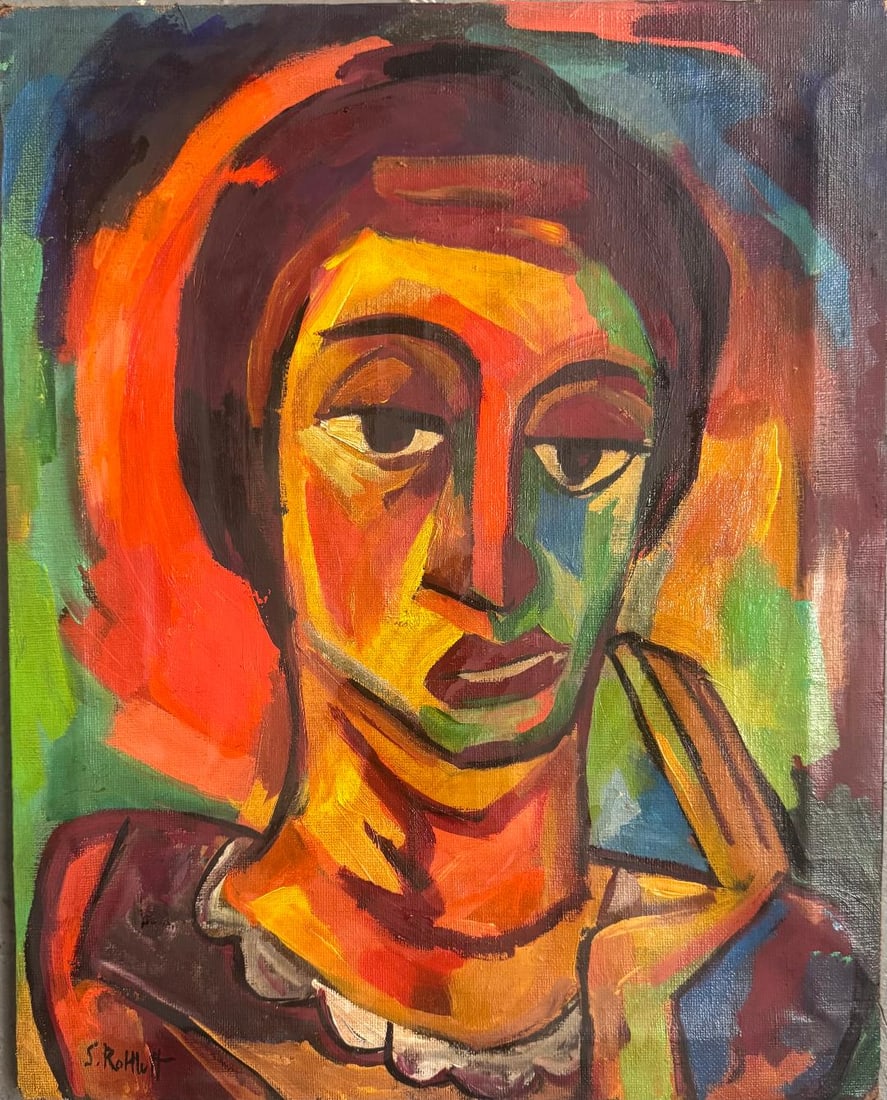 Karl Schmidt-Rottluff Oil on Canvas Art: 19.6" x 15.6" Unframed (1 of 4)