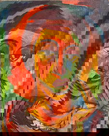 Karl Schmidt-Rottluff Oil on Canvas Art: 19.6" x 15.6" Unframed: Karl Schmidt-Rottluff (Karl Schmidt until 1905) 1 December 1884 – 10 August 1976, was a German expressionist painter and printmaker; he was one of the four founders of the artist group Die Brucke.