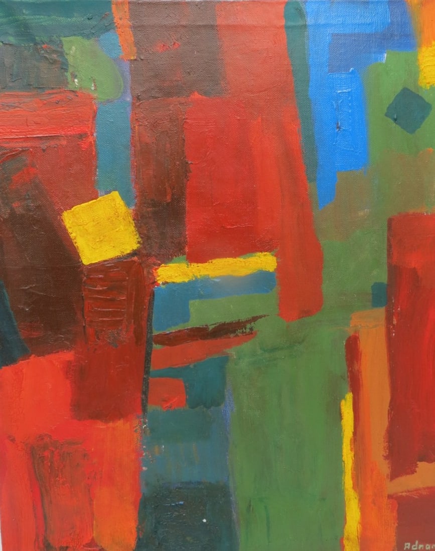 Etel Adnan (Attributed) Oil on Canvas Art: 18" x 15" Unframed: No COA - Shipping in - House available. Etel Adnan was a Lebanese-American poet, essayist, and visual artist. In 2003, Adnan was named "arguably the most celebrated and accomplished Arab American auth