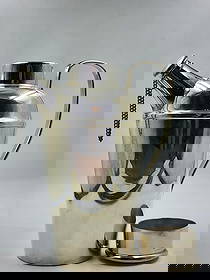 Cartier Art Deco Silverplated Cocktail Shaker H: 8.2" W: 6.5" D: 3": France - Shipping In - House available -