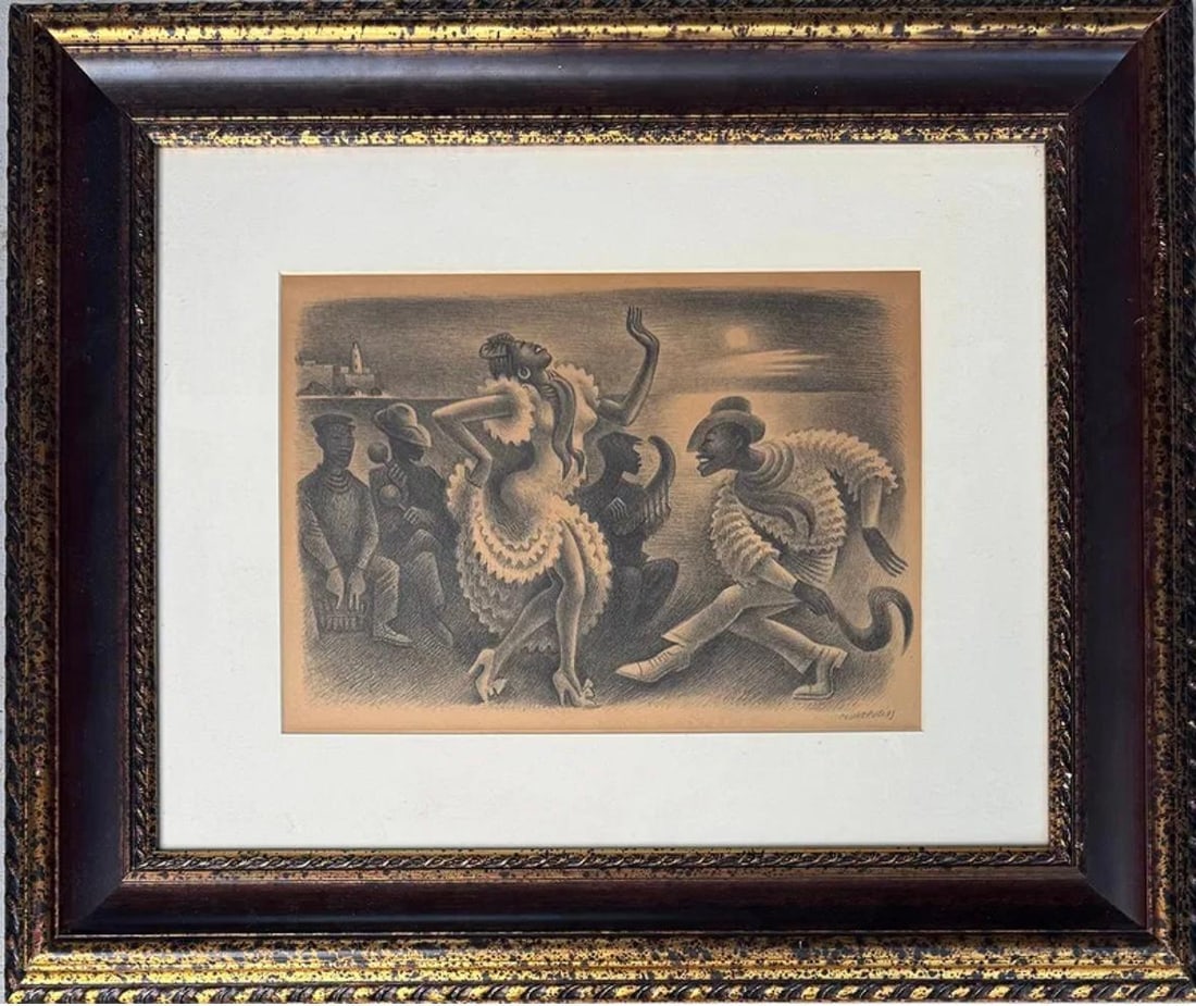 Miguel Covarrubias (Attributed) Graphite on Paper Art: 10" x 14" Fr: 22" x 26" (1 of 4)