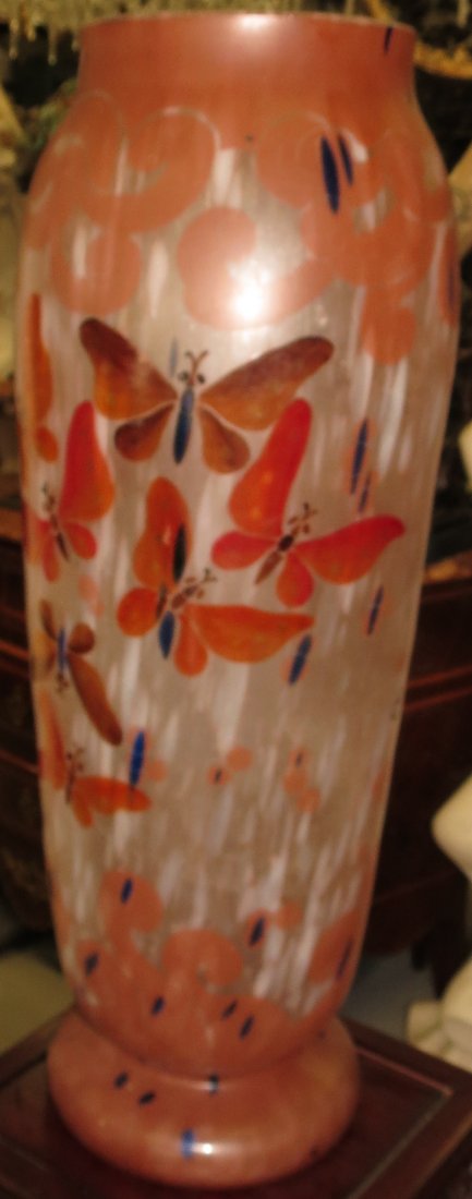 Art Deco Glass Vase by Charder: H-23" ,Dia.9" Est. Shipping = $ to 70 U.S