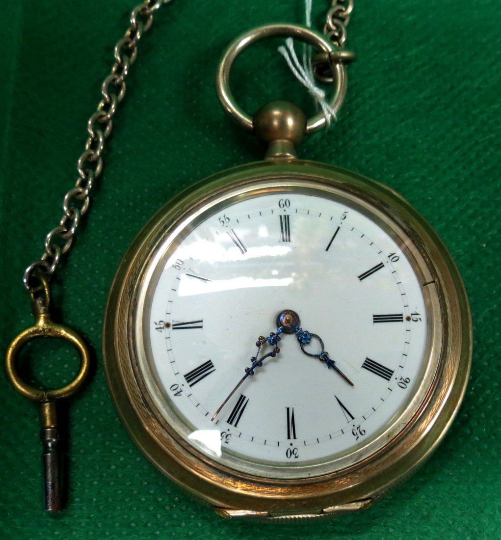Pocket Watch with original key: Dia. 2" Est. Shipping = $12 to U.S