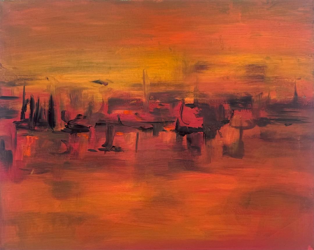 Vasudeo Gaitonde (Attributed) Oil on Canvas Art: 24" x 30" (1 of 3)