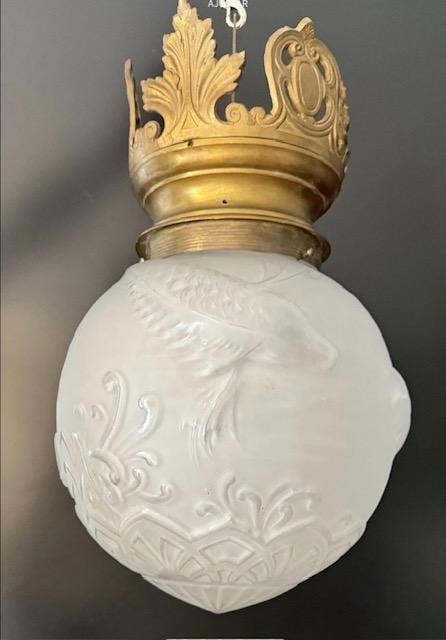 Daum Nancy Signed Lorraine Glass Ceiling Fix By Pierre D'Avens H: 18" D: 11": Shipping in - House available. Daum sígned Lorraine glass ceiling fixture , France, ciervo 1930-1939 , designed by Pierre D' Avesn for Daum at their factory in Croismare , Nancy , An exemple of this