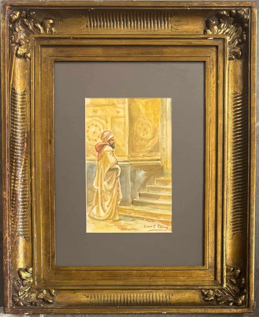 Louis Comfort Tiffany (Attributed) Watercolor on Paper Art: 6.5" x 10" Fr: 22" x 18" (1 of 4)