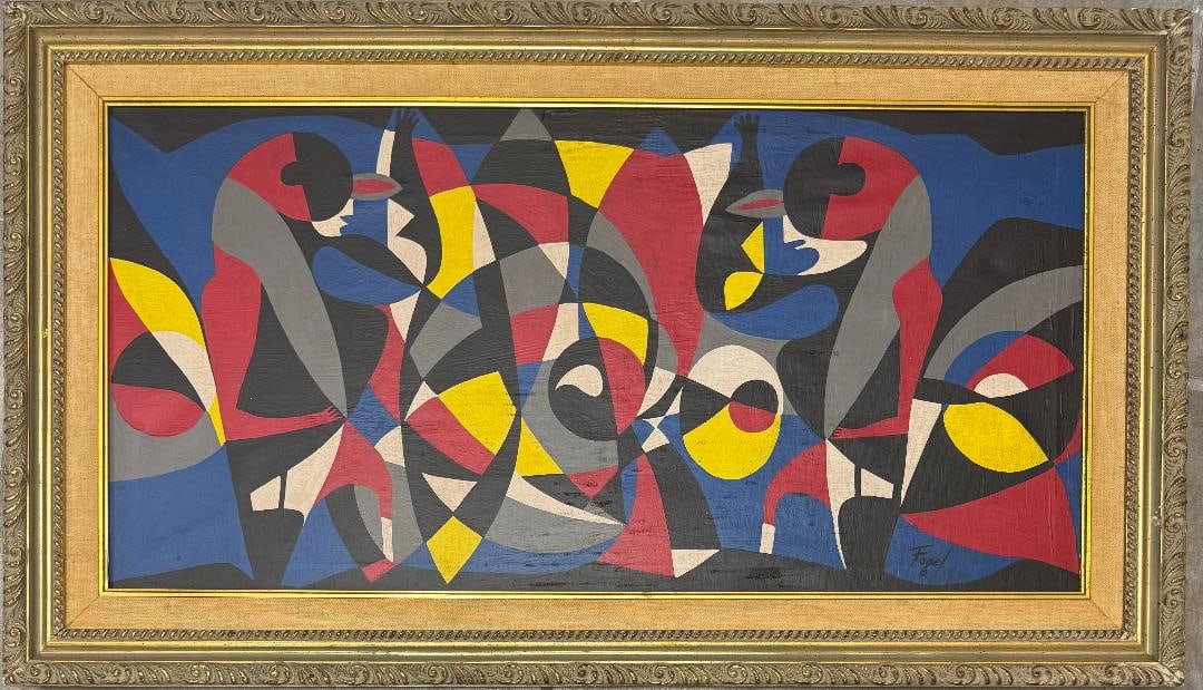 Seymour Fogel (Attributed) Oil on Canvas Art: 16" x 31" Frame: 21" x 37" No COA (1 of 3)