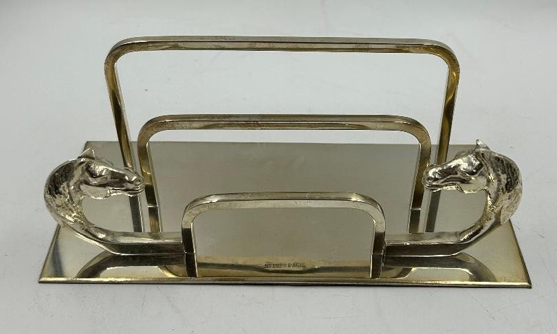 Hermes Paris Art Deco Bronze Desk Organizer H: 3" W: 8" D: 3.8" France (1 of 4)