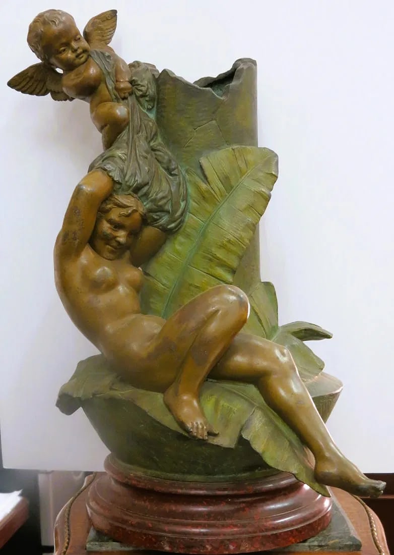 Vlaclav Szczeblewesky Large Petit Bronze Figural Vase H: 20" W: 14" D: 13" (1 of 5)