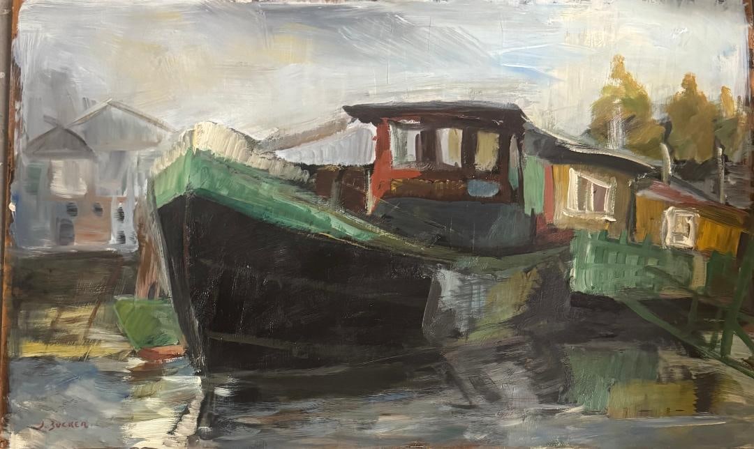 Jacques Zucker (Attributed) Oil on Board Art: 17.5" x 27.5" Unframed No COA: Shipping in - House available. Jacques Zucker was born in 1900 in Radom, Poland. He was a notably famous Jewish American artist mostly known for his expressionist figure paintings