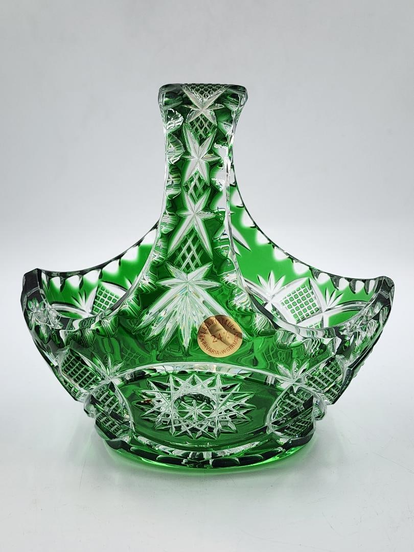 Val Saint Lambert Crystal Basket H: 7" W: 5" D: 4" Belgium: Shipping in - House available. Val Saint Lambert is a Belgian crystal glassware manufacturer, founded in 1826 and based in Seraing. It has the royal warrant of King Albert II.