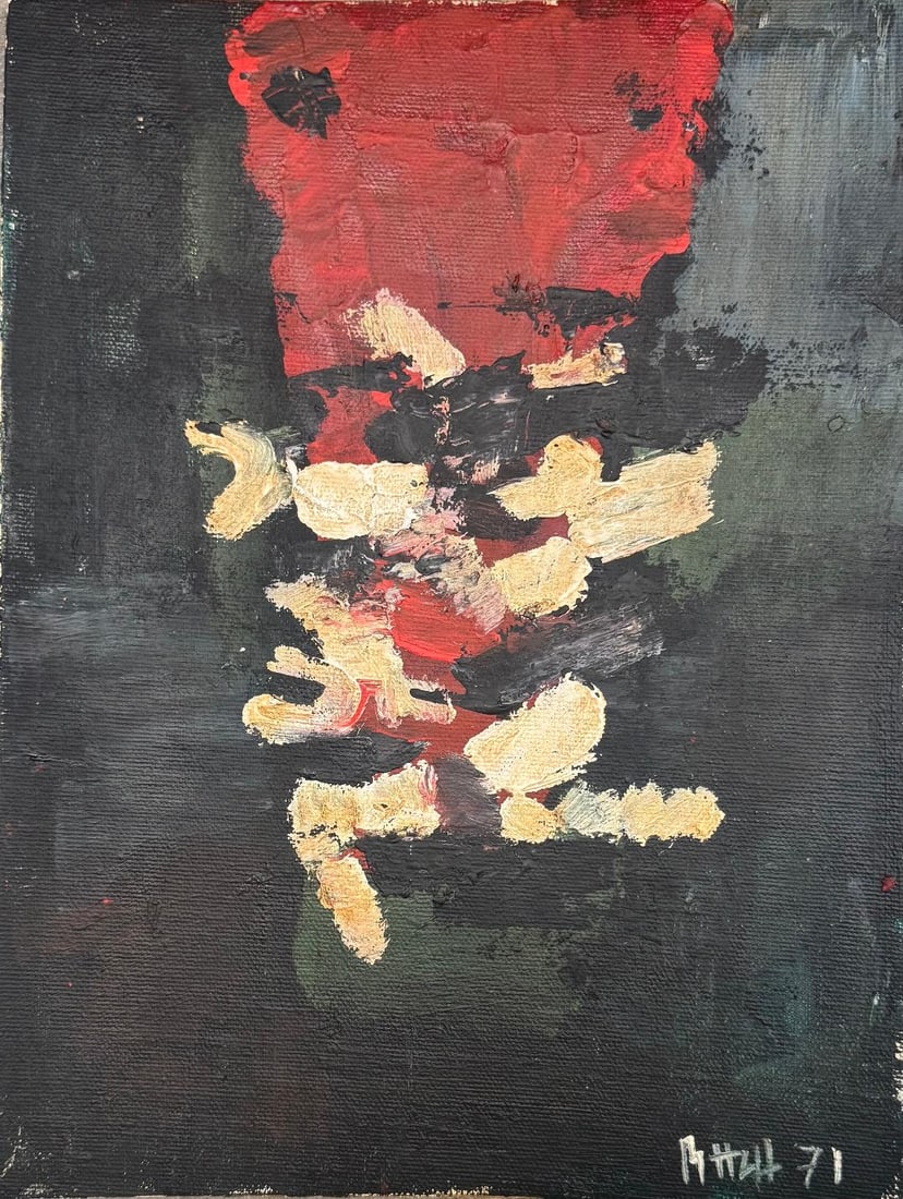 Syed Haider Raza (Attributed) Oil on Canvas over Board Art: 16" x 12" (1 of 4)