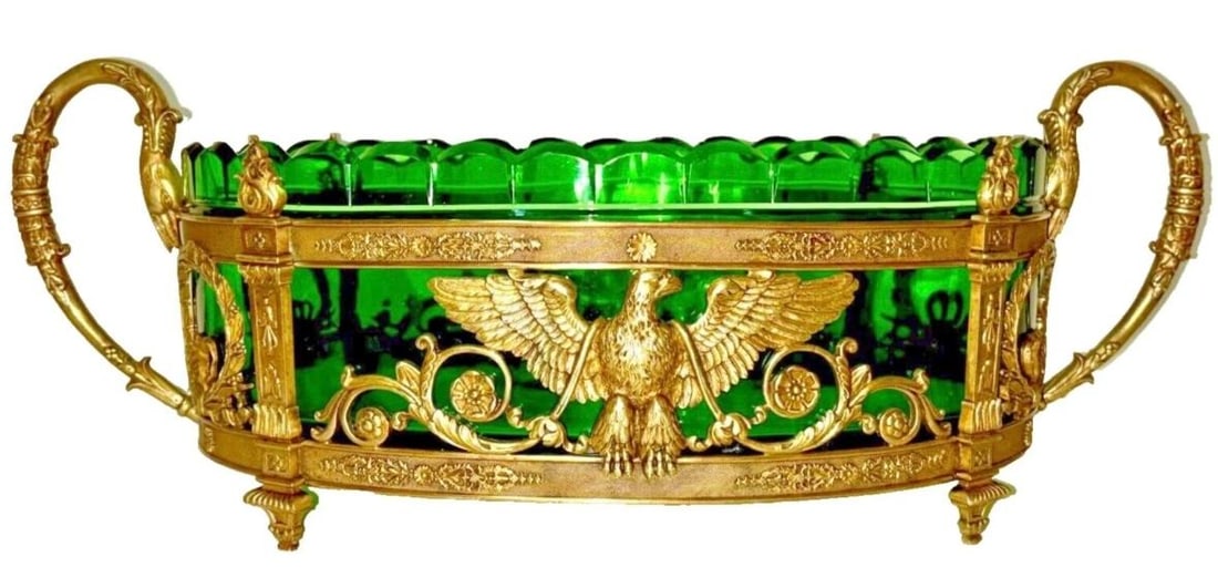 Baccarat Crystal & Bronze Centerpiece - Jardiniere H: 10" W: 20" France: Shipping in - House available. Baccarat Crystal is a French manufacturer of fine crystal located in Baccarat, France. The company owns two museums: the Musee Baccarat in Baccarat, Meurthe-et-Moselle a