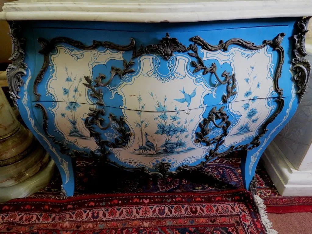 Italian Commode w/ Carrara Marble Top H: 36" W: 48" D: 24": Shipping by Live Auctioneers or Pick Up available