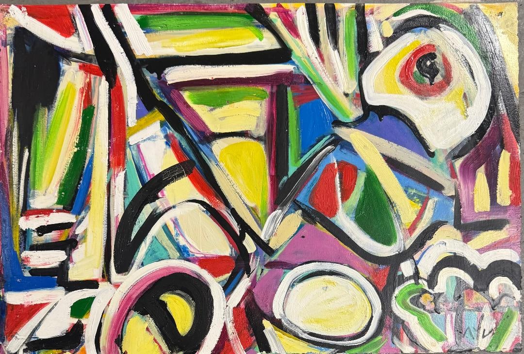 Bram Van Velde (Attributed) Oil on Paper Art: 15" x 22" Fr: 18" x 25" (1 of 2)