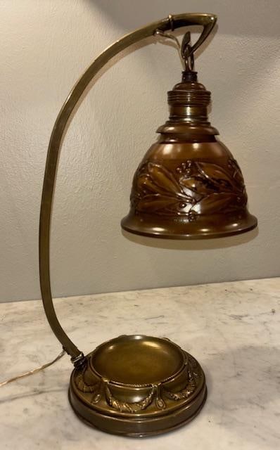 Art Nouveau European Bronze Table Lamp H: 13.5" (1 of 3)