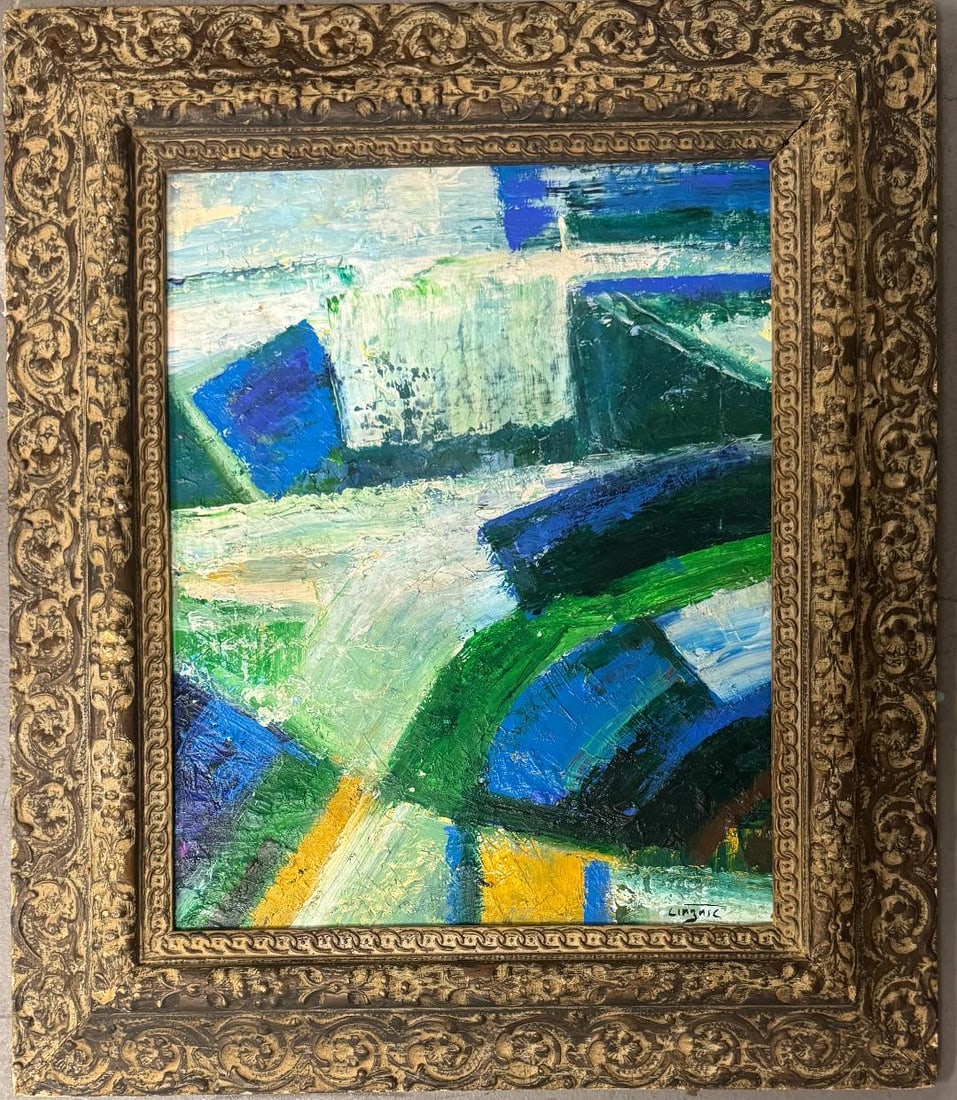 Ram Kumar Attributed Oil on Canvas Art: 20" x 16" Frame: 28" x 24" (1 of 4)